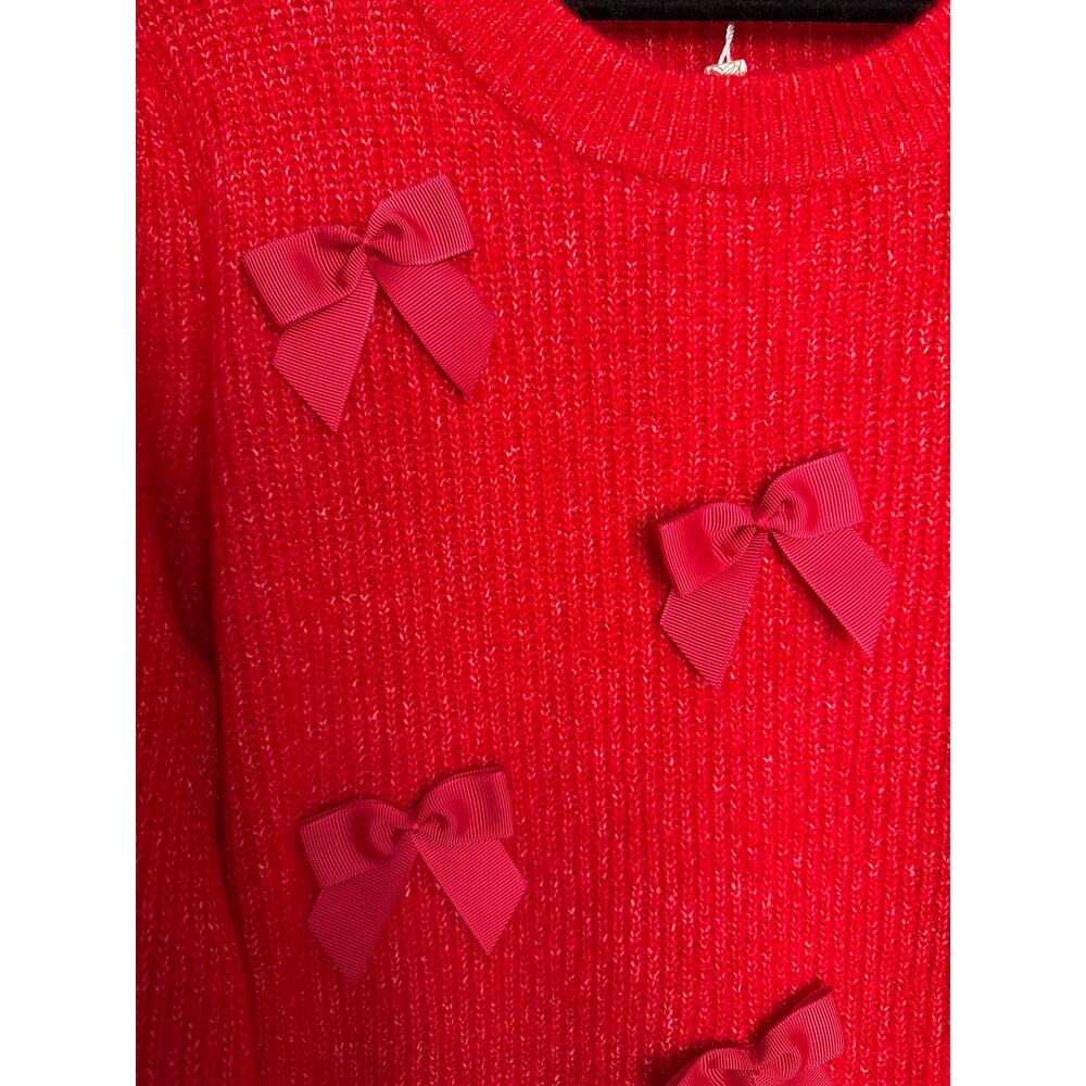 Lilly Pulitzer Zarie Sweater Party Bows Cranberry Red Women's Medium NEW - Picture 5 of 11